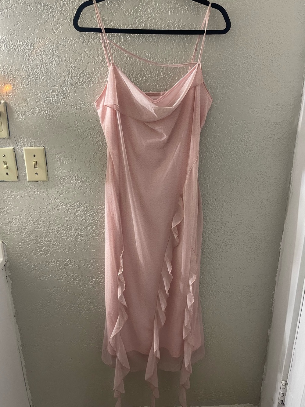 Cider Fairy Blush Pink Coquette Cowl-Neck Midi Slip Dress Size XL